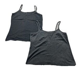 2 Pack Women's Black Cami Tank Tops Spaghetti Strap‎ Stretch Cotton Blend Size M